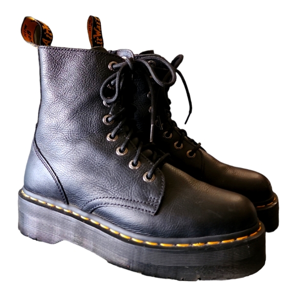 Dr Marten Jadon Black Leather Boot Men 9 Women 8 - Picture 2 of 4